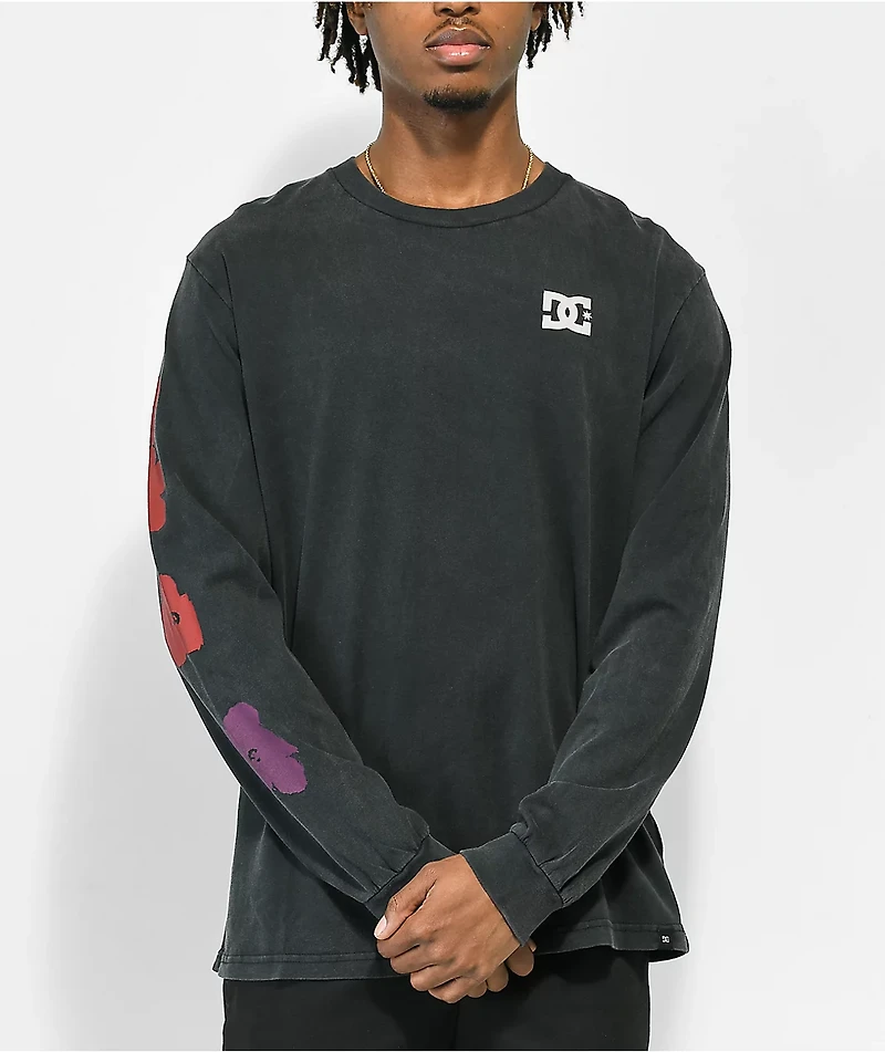 DC x Andy Warhol Life And Death Acid Wash Black Long Sleeve T-Shirt