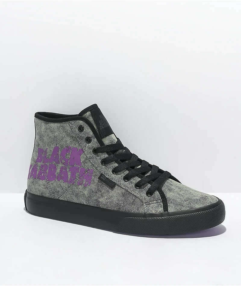 DC x Black Sabbath Manual Hi & Grey Wash Skate Shoes