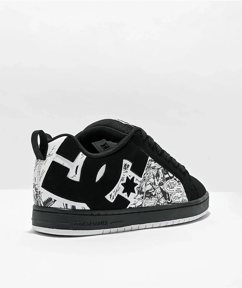 DC x Deadpool Court Graffik Black, White & Red Skate Shoes