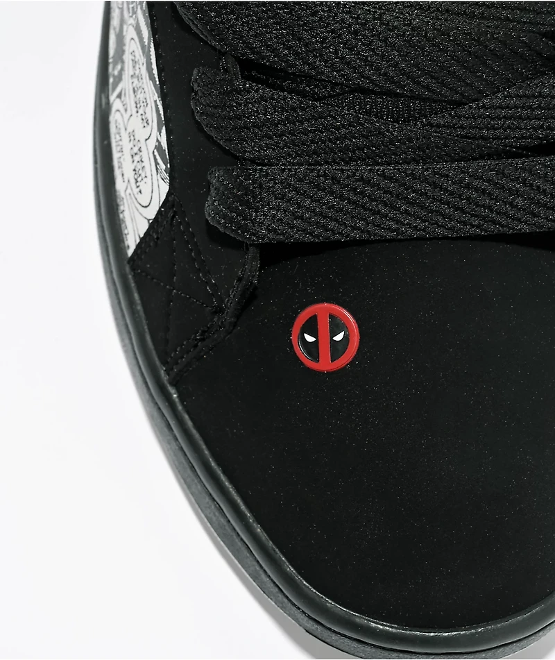 DC x Deadpool Court Graffik Black, White & Red Skate Shoes