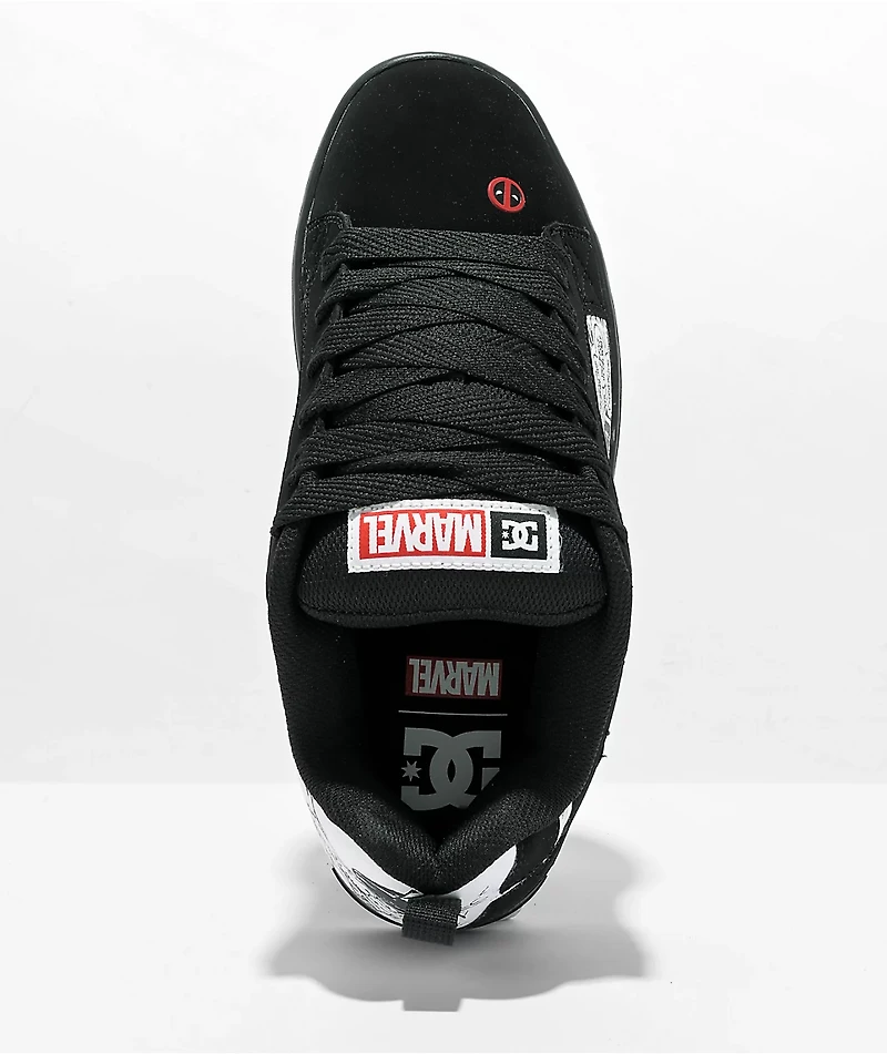 DC x Deadpool Court Graffik Black, White & Red Skate Shoes