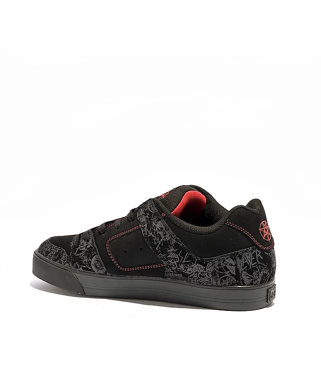 DC x Slayer Pure Black Red Skate Shoes at CoolSprings Galleria