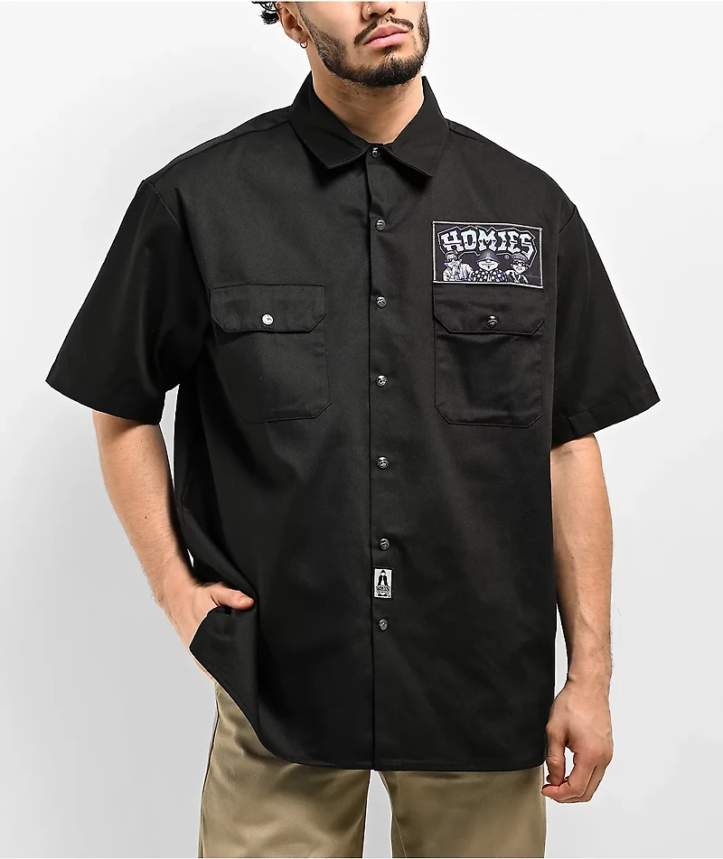 DGA Homies 8ball Trio Black Button Up Short Sleeve Shirt