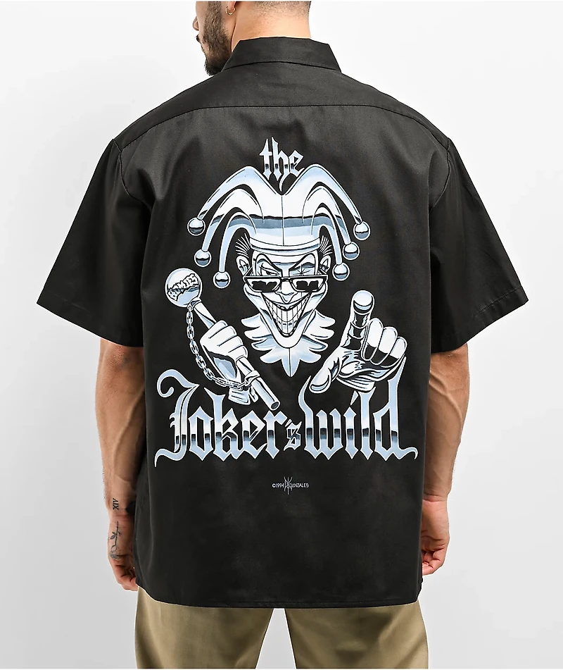 DGA Homies Jokers Wild Black Button Up Short Sleeve Shirt