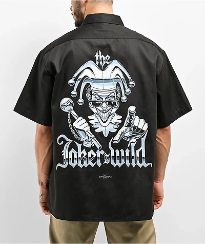 DGA Homies Jokers Wild Black Button Up Short Sleeve Shirt