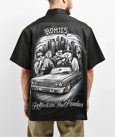 DGA Homies Rolling With The Black Button Up Short Sleeve Shirt