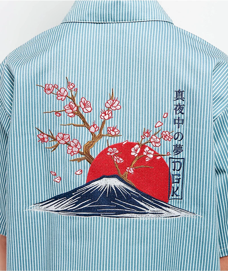 DGK Accord Blue & White Pinstripe Quarter Zip Work Shirt