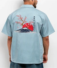 DGK Accord Blue & White Pinstripe Quarter Zip Work Shirt