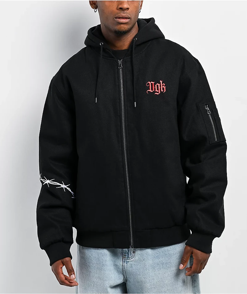 DGK Armory Black Hooded Bomber Jacket
