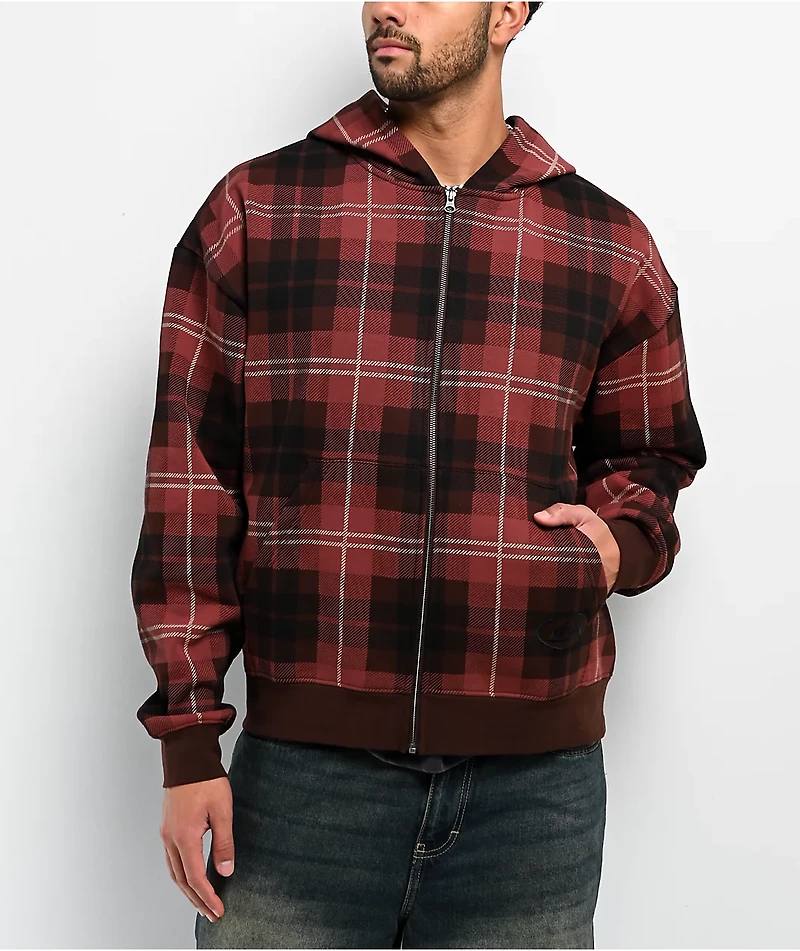 DGK Brickyard Red Plaid Zip Hoodie