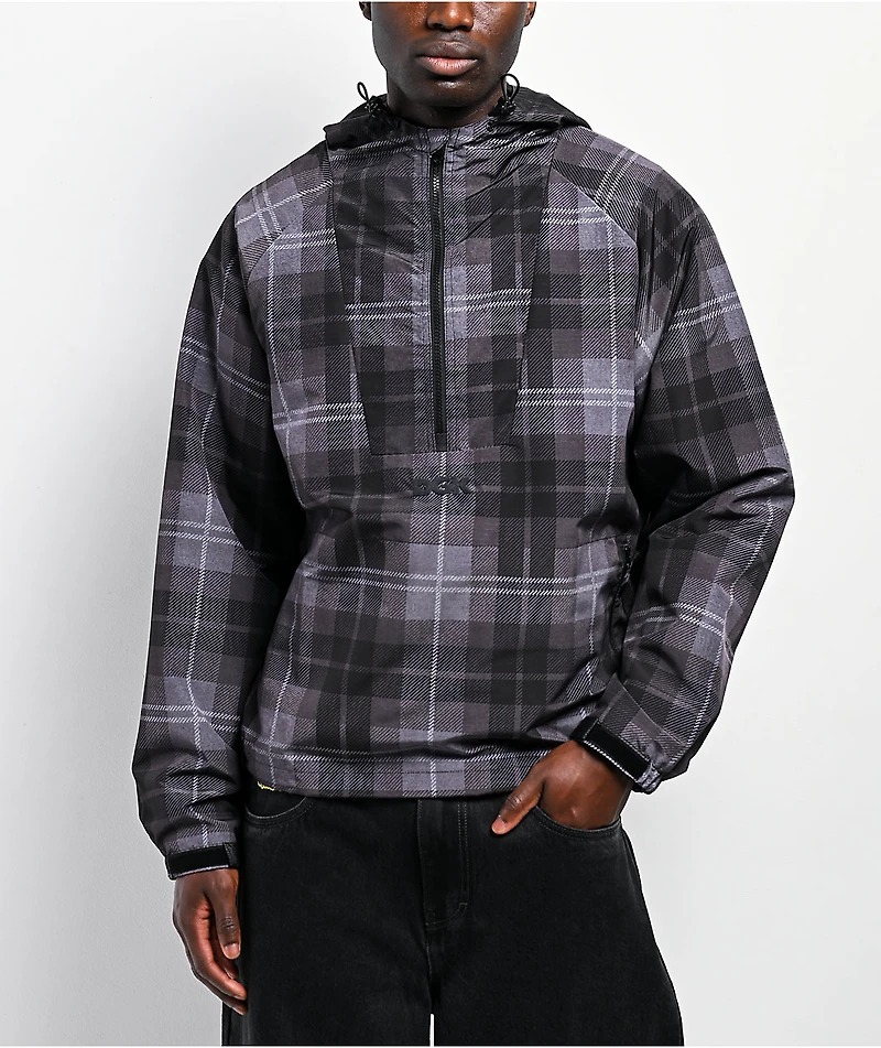 DGK District Black & Grey Plaid Anorak Jacket