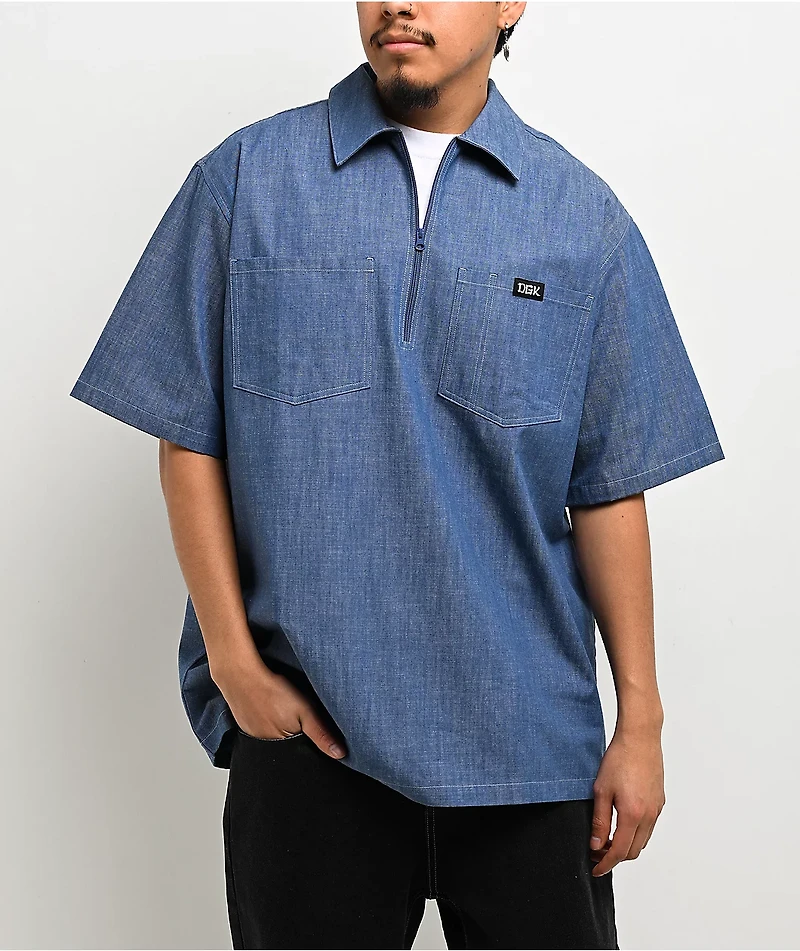 DGK Eternity Blue Quarter Zip Work Shirt