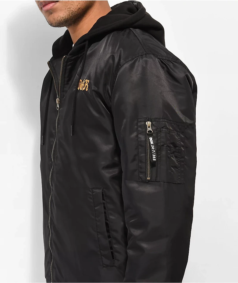 DGK Guadalupe Black Hooded Bomber Jacket