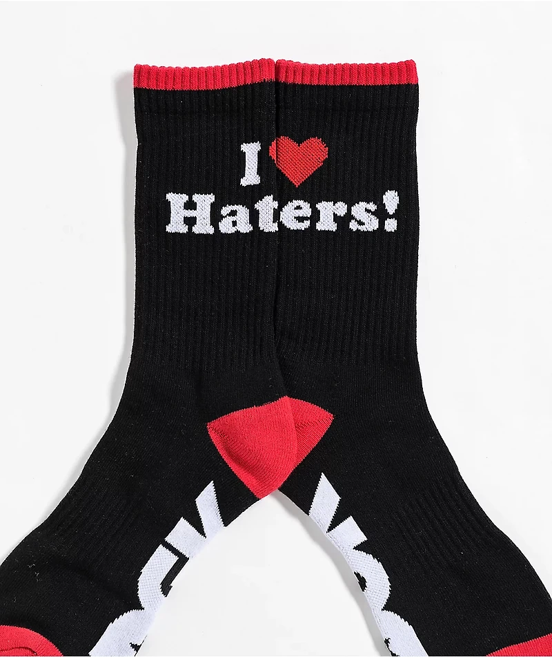 DGK I Love Haters Black & Red Crew Socks