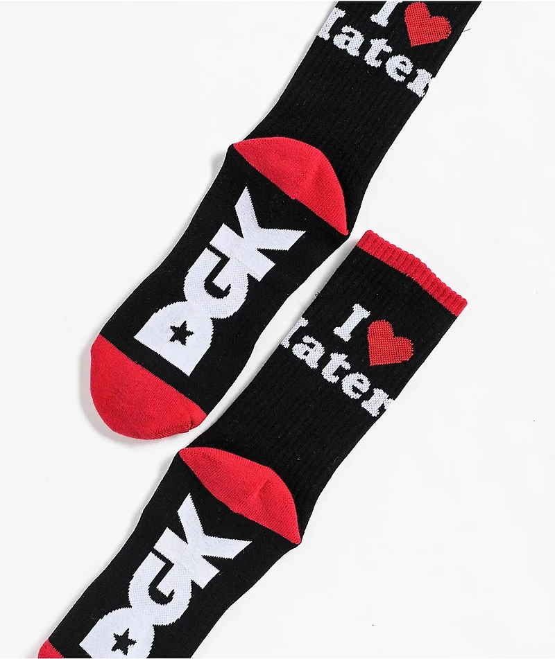 DGK I Love Haters Black & Red Crew Socks