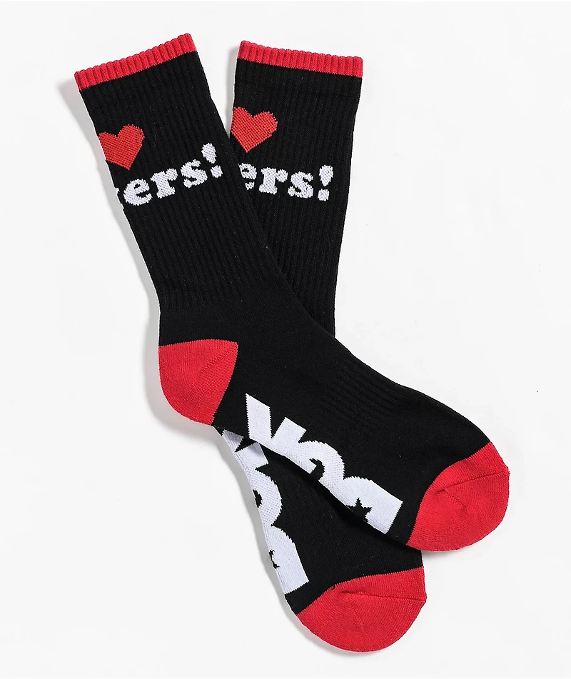 DGK I Love Haters Black & Red Crew Socks