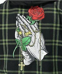 DGK Immortal Green & Black Hooded Zip Flannel Shirt
