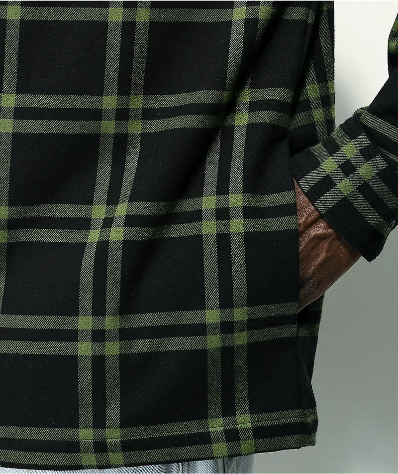 DGK Immortal Green & Black Hooded Zip Flannel Shirt