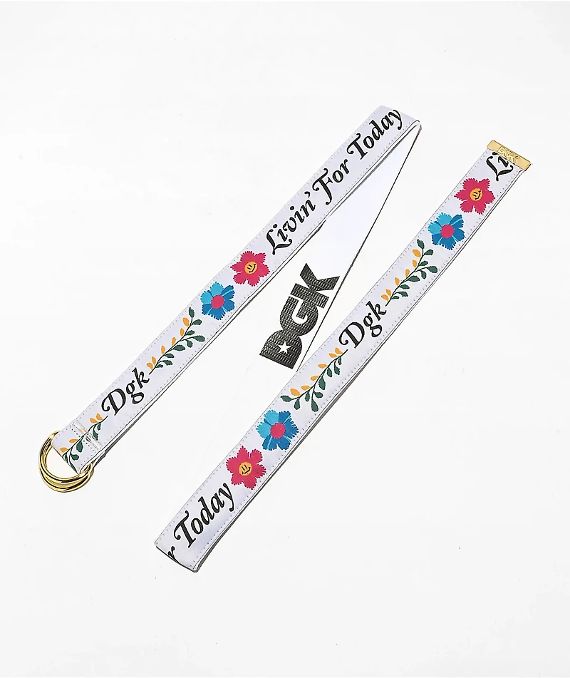 DGK Life D Ring White Web Belt