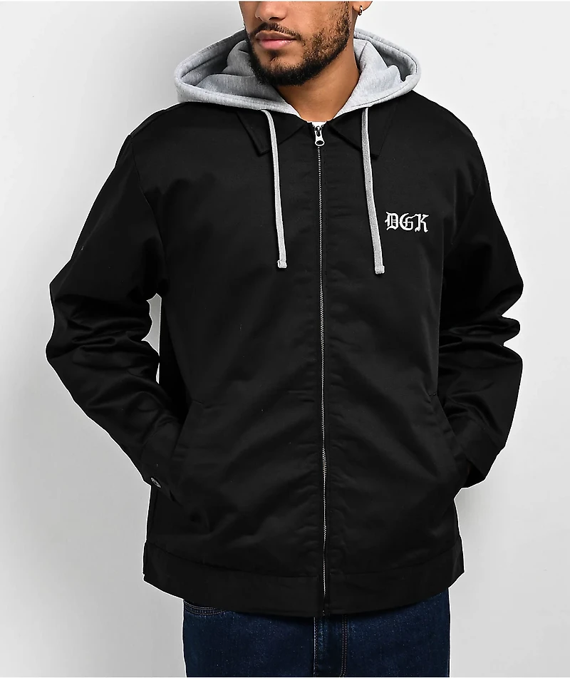 DGK Lo-Side Black Hooded Work Jacket