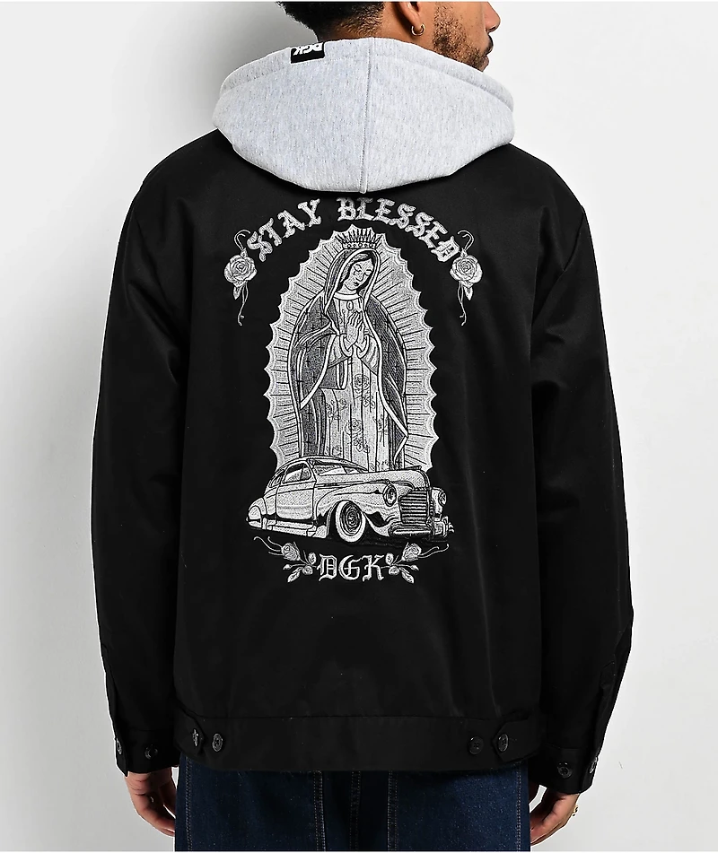 DGK Lo-Side Black Hooded Work Jacket