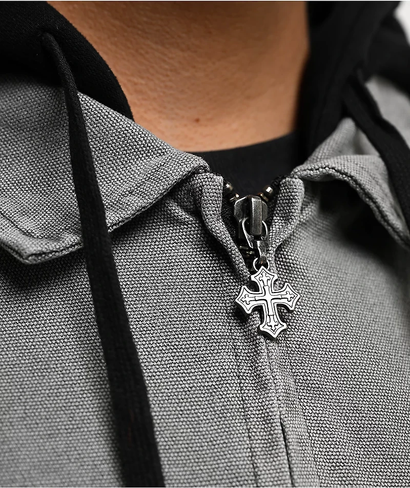 DGK Noble Black Wash Hooded Canvas Work Jacket