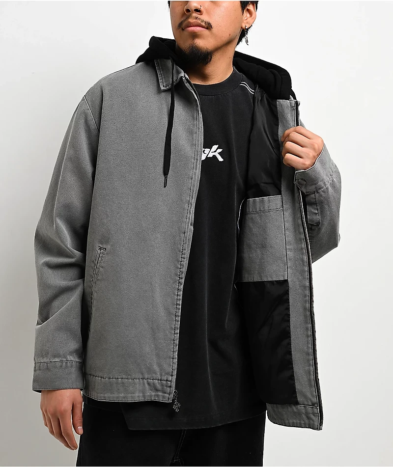 DGK Noble Black Wash Hooded Canvas Work Jacket