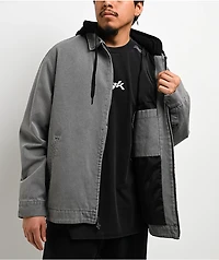 DGK Noble Black Wash Hooded Canvas Work Jacket