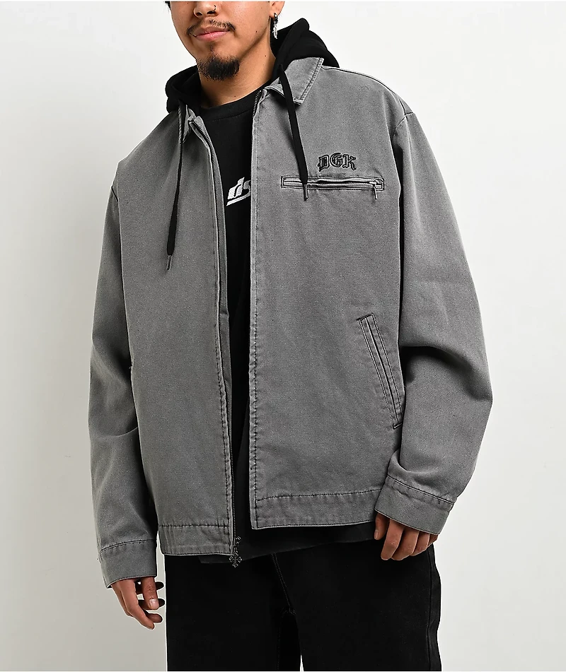 DGK Noble Black Wash Hooded Canvas Work Jacket