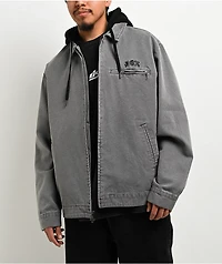 DGK Noble Black Wash Hooded Canvas Work Jacket