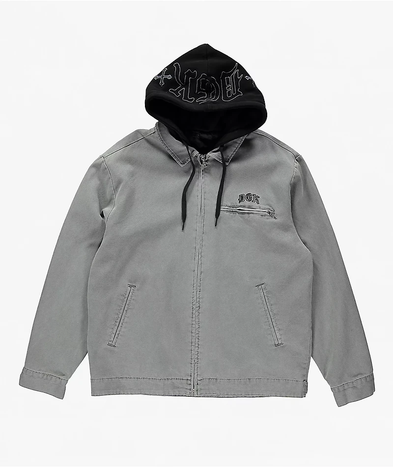 DGK Noble Black Wash Hooded Canvas Work Jacket