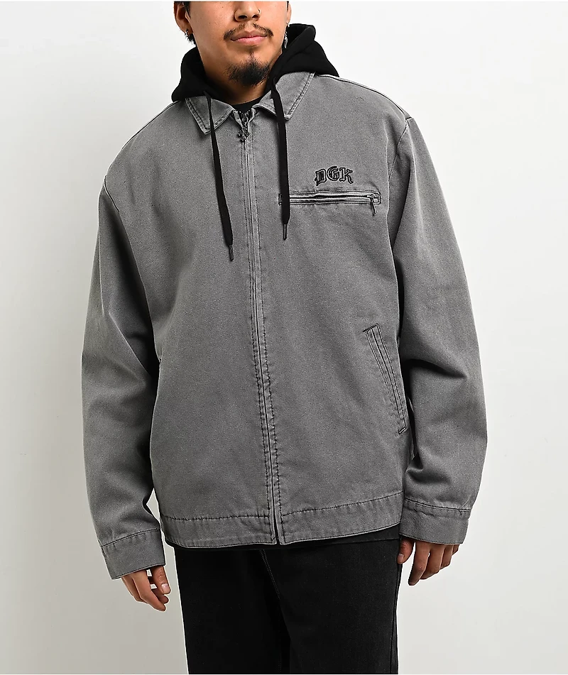 DGK Noble Black Wash Hooded Canvas Work Jacket