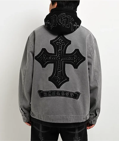 DGK Noble Black Wash Hooded Canvas Work Jacket
