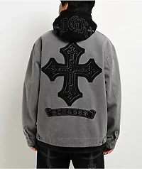 DGK Noble Black Wash Hooded Canvas Work Jacket