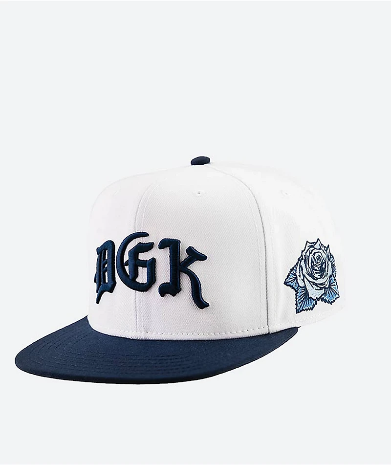 DGK Pray White & Navy Snapback Hat