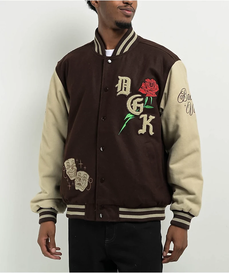 DGK Represent Letterman Brown & Tan Varsity Jacket