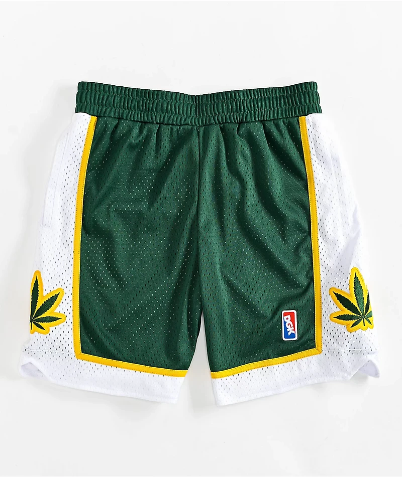 DGK Team Indica Green, Yellow & White Basketball Shorts