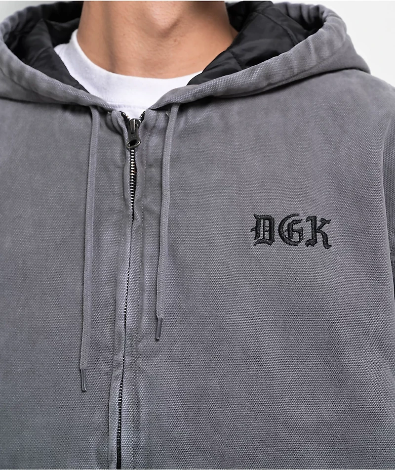 DGK Watcher Grey Wash Hooded Canvas Jacket