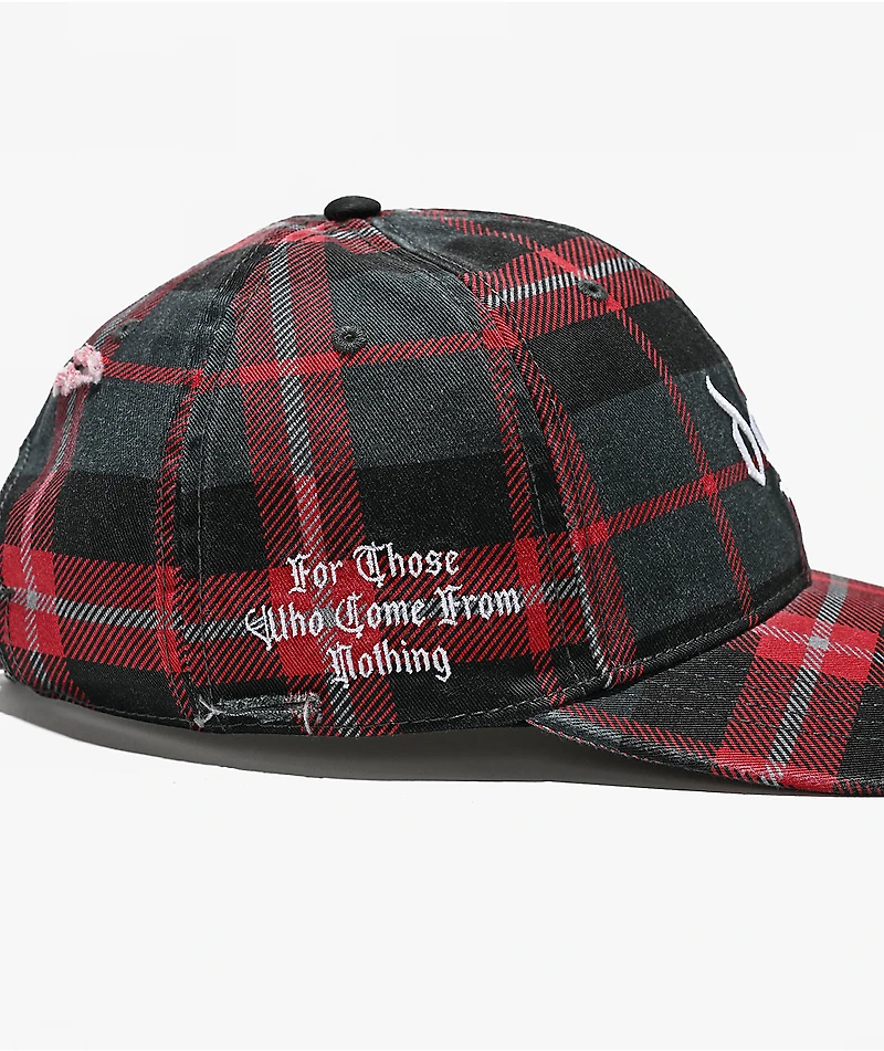 DGK Zephyr Distressed Red Plaid Strapback Hat