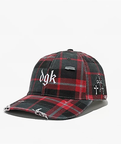 DGK Zephyr Distressed Red Plaid Strapback Hat