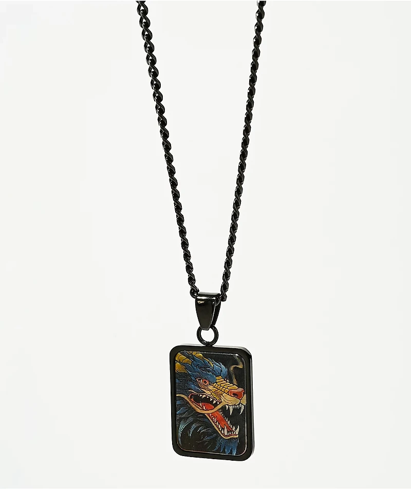 DGK x Bruce Lee Dragon Lenticular 22" Black Chain Necklace