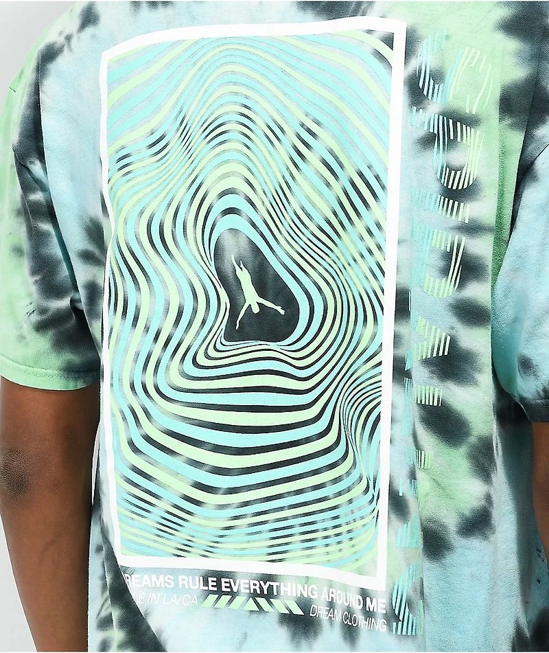 DREAM Spiraling Blue & Green Tie Dye T-Shirt