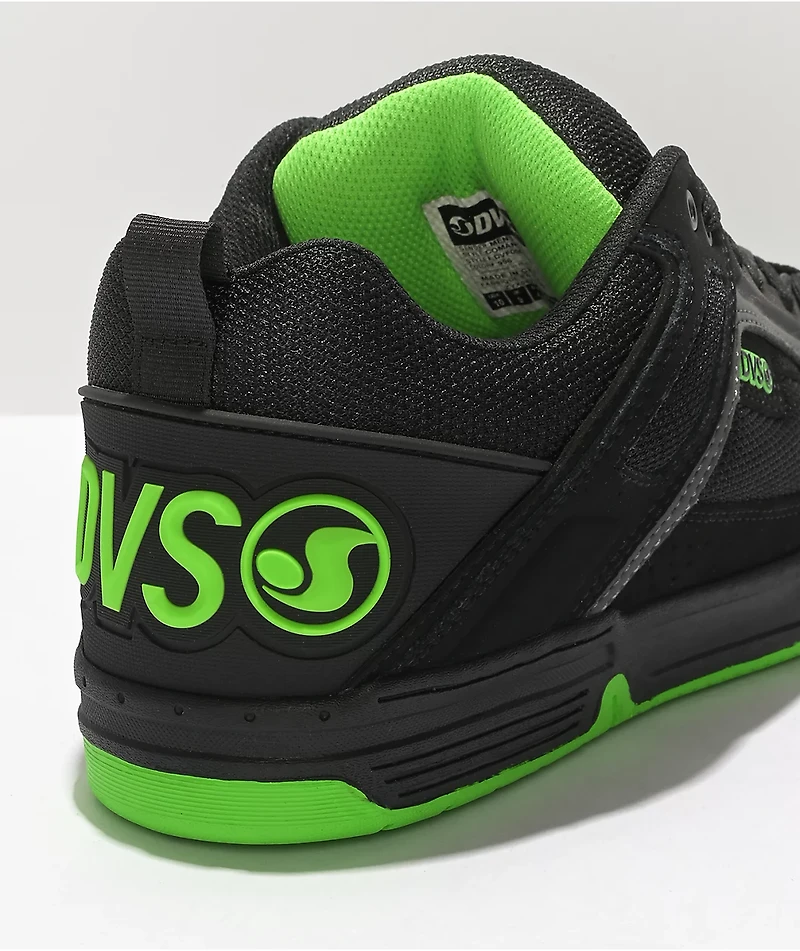 DVS Comanche Black, Charcoal, & Lime Skate Shoes