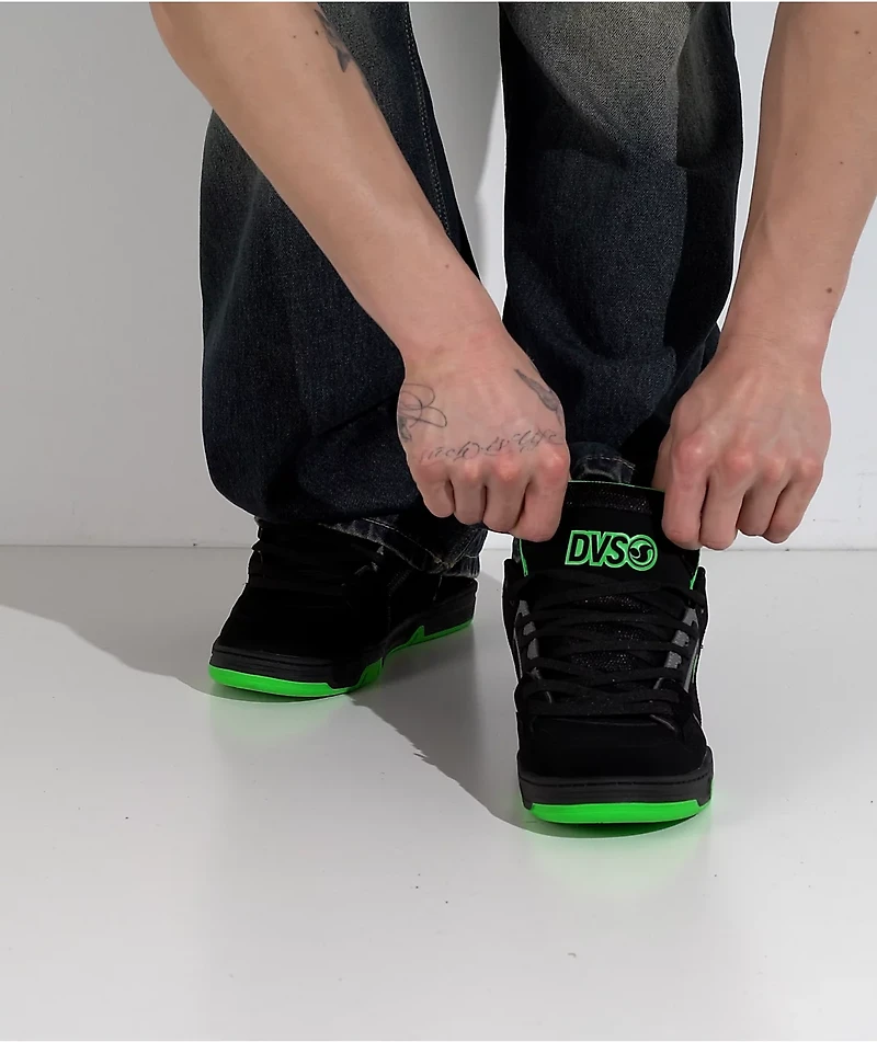 DVS Comanche Black, Charcoal & Lime Skate Shoes