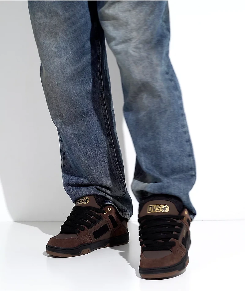 DVS Comanche Brown, Black & Gold Skate Shoes