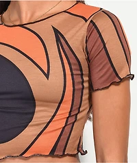 Daisy Street Brown Swirl Crop Top
