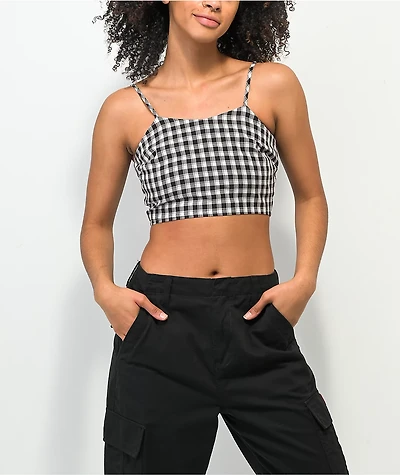 Daisy Street Cali Black & White Plaid Tank Top