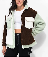 Daisy Street Colorblock Borg Jacket