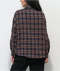 Daisy Street Lucy Navy & Orange Plaid Flannel Shirt