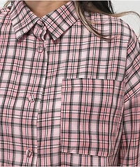 Daisy Street Lucy Pink Plaid Flannel Shirt